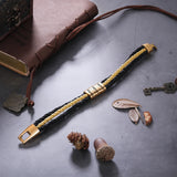 Personalized Leather Bracelet with Stainless Steel Beads