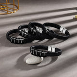 JewelOra Personalized Braided Leather Bracelet with Engraved Name for Men