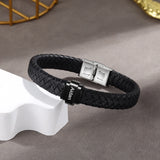 JewelOra Personalized Braided Leather Bracelet with Engraved Name for Men