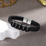 JewelOra Personalized Braided Leather Bracelet with Engraved Name for Men