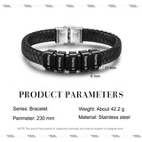 JewelOra Personalized Braided Leather Bracelet with Engraved Name for Men
