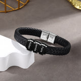 JewelOra Personalized Braided Leather Bracelet with Engraved Name for Men