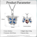 Personalized Butterfly Heart Necklace with Photo Locket Pendant