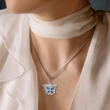 Personalized Butterfly Heart Necklace with Photo Locket Pendant