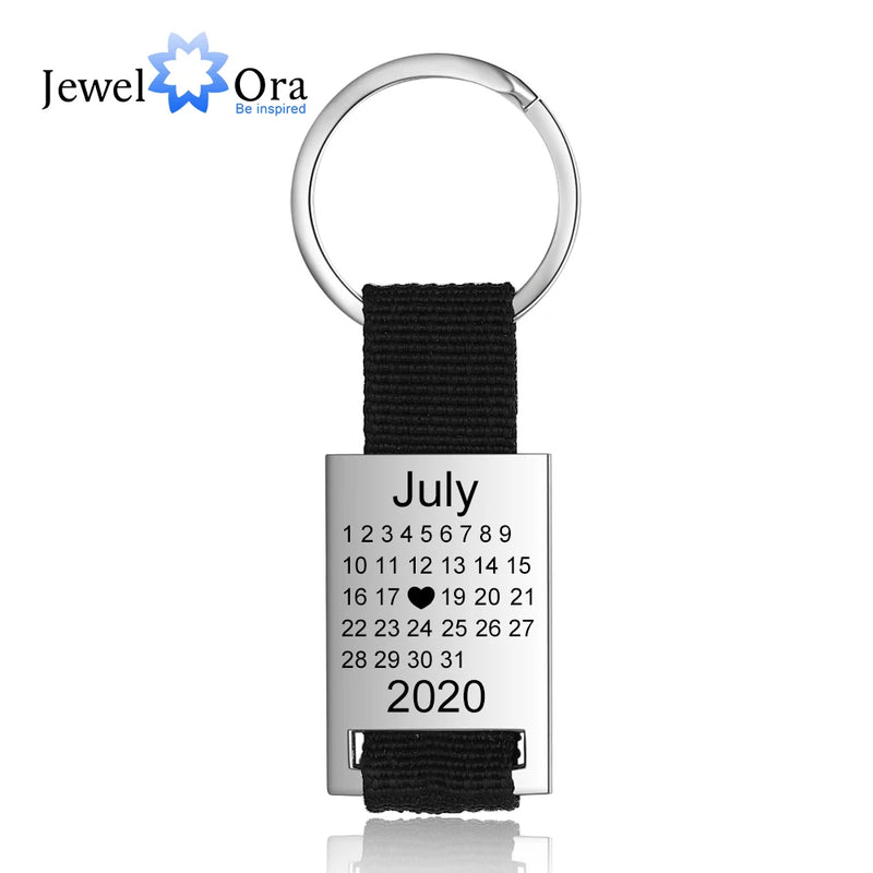 JewelOra Engraved Stainless Steel Heart Keychain