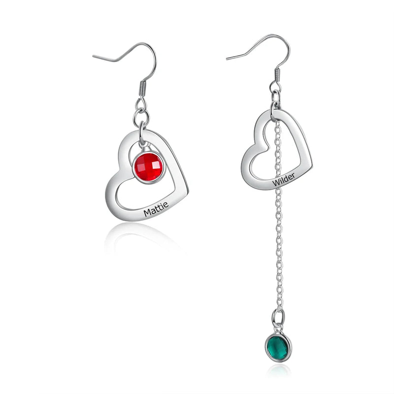 Personalized Christmas Name Engraved Heart Drop Earrings for Women
