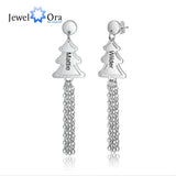 Personalized Christmas Tree Tassel Earrings Name Engraved Drop Earrings