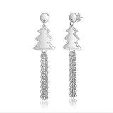 Personalized Christmas Tree Tassel Earrings Name Engraved Drop Earrings