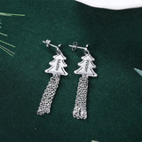 Personalized Christmas Tree Tassel Earrings Name Engraved Drop Earrings