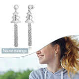 Personalized Christmas Tree Tassel Earrings Name Engraved Drop Earrings