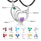JewelOra Couples Heart Necklace Set Birthstone Name Necklaces Anniversary Gift