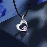 JewelOra Couples Heart Necklace Set Birthstone Name Necklaces Anniversary Gift