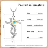 Personalized Cross Flower Pendant 1-5 Birthstones Engraved Name Necklaces