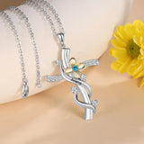 Personalized Cross Flower Pendant 1-5 Birthstones Engraved Name Necklaces