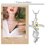 Personalized Cross Flower Pendant 1-5 Birthstones Engraved Name Necklaces
