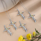 Personalized Cross Flower Pendant 1-5 Birthstones Engraved Name Necklaces