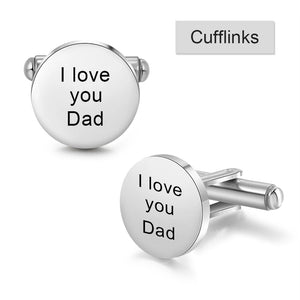 Personalized Mens Cufflinks Tie Clips Shirt Cuff Button Fathers Gift