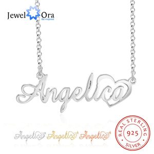 Personalized Nameplate Necklace 925 Silver Heart Custom Letter Necklaces