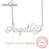 Personalized Nameplate Necklace 925 Silver Heart Custom Letter Necklaces