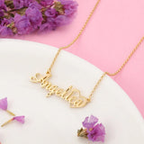 Personalized Nameplate Necklace 925 Silver Heart Custom Letter Necklaces