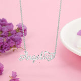 Personalized Nameplate Necklace 925 Silver Heart Custom Letter Necklaces