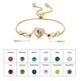 Personalized Photo Bracelet with Birthstones Engraved Name Infinity Bracelet