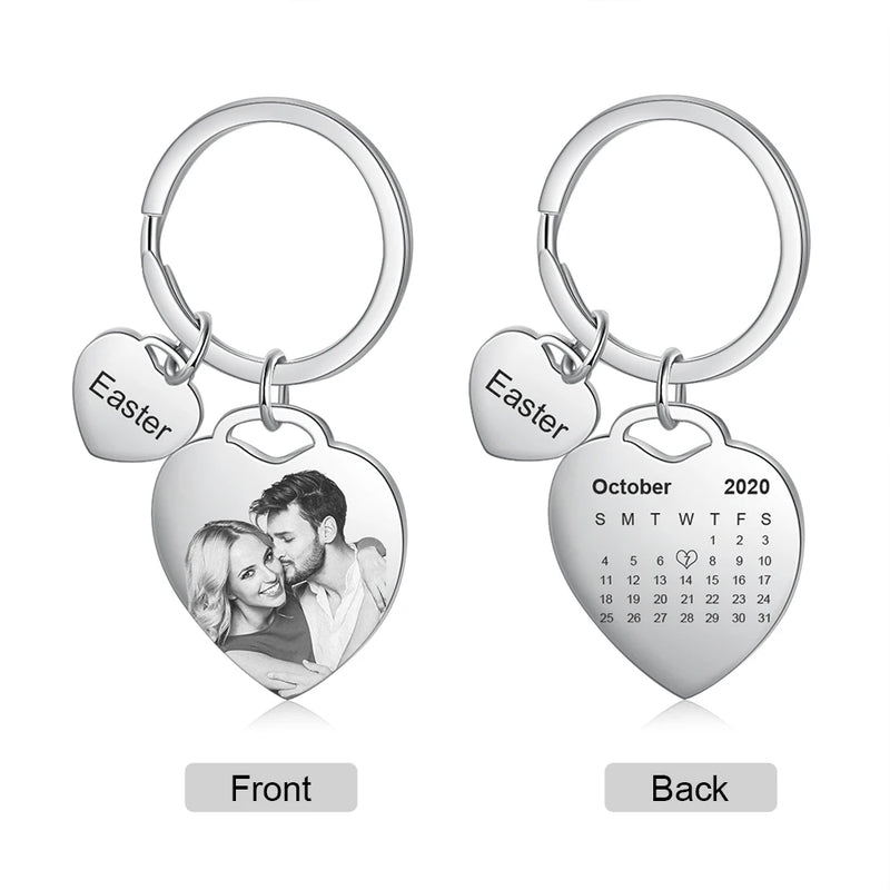 Personalized Calendar Keychain for Ladies Engraved Name & Date