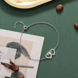 JewelOra Personalized Double Heart Bracelet Birthstone Name Couple Bracelets