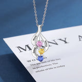 Personalized Name Necklaces with 3 Heart Birthstone Pendants
