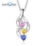 Personalized Name Necklaces with 3 Heart Birthstone Pendants