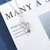 Personalized Name Necklaces with 3 Heart Birthstone Pendants