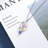 Personalized Name Necklaces with 3 Heart Birthstone Pendants