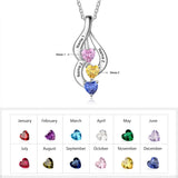 Personalized Name Necklaces with 3 Heart Birthstone Pendants