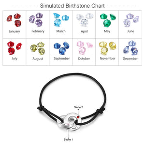Personalized Engrave 2 Names Birthstone Bracelet Men's Gift