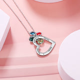 Personalized Family Names Heart Necklace with Birthstone
