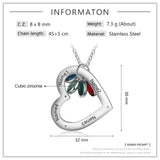 Personalized Family Names Heart Necklace with Birthstone