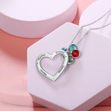Personalized Family Names Heart Necklace with Birthstone