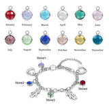 Personalized Engraved Name Heart Bracelet with Birthstone