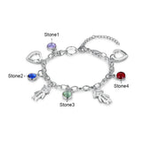 Personalized Engraved Name Heart Bracelet with Birthstone