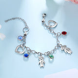 Personalized Engraved Name Heart Bracelet with Birthstone
