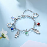 Personalized Engraved Name Heart Bracelet with Birthstone