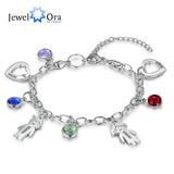 Personalized Engraved Name Heart Bracelet with Birthstone