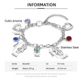Personalized Engraved Name Heart Bracelet with Birthstone