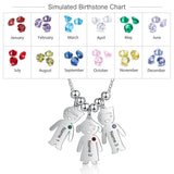 Personalized Engraved Name Pendant Necklace Birthstone Stainless Steel