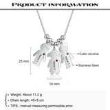 Personalized Engraved Name Pendant Necklace Birthstone Stainless Steel