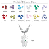 Personalized Engraved Name Pendant Necklace Birthstone Stainless Steel