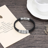 Personalized Leather Name Bracelet for Men Engraved Bead Fathers Gift