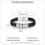 Personalized Leather Name Bracelet for Men Engraved Bead Fathers Gift