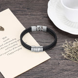 Personalized Leather Name Bracelet for Men Engraved Bead Fathers Gift