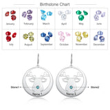 Personalized Engraved Name Christmas Elk Earrings Birthstone - Women